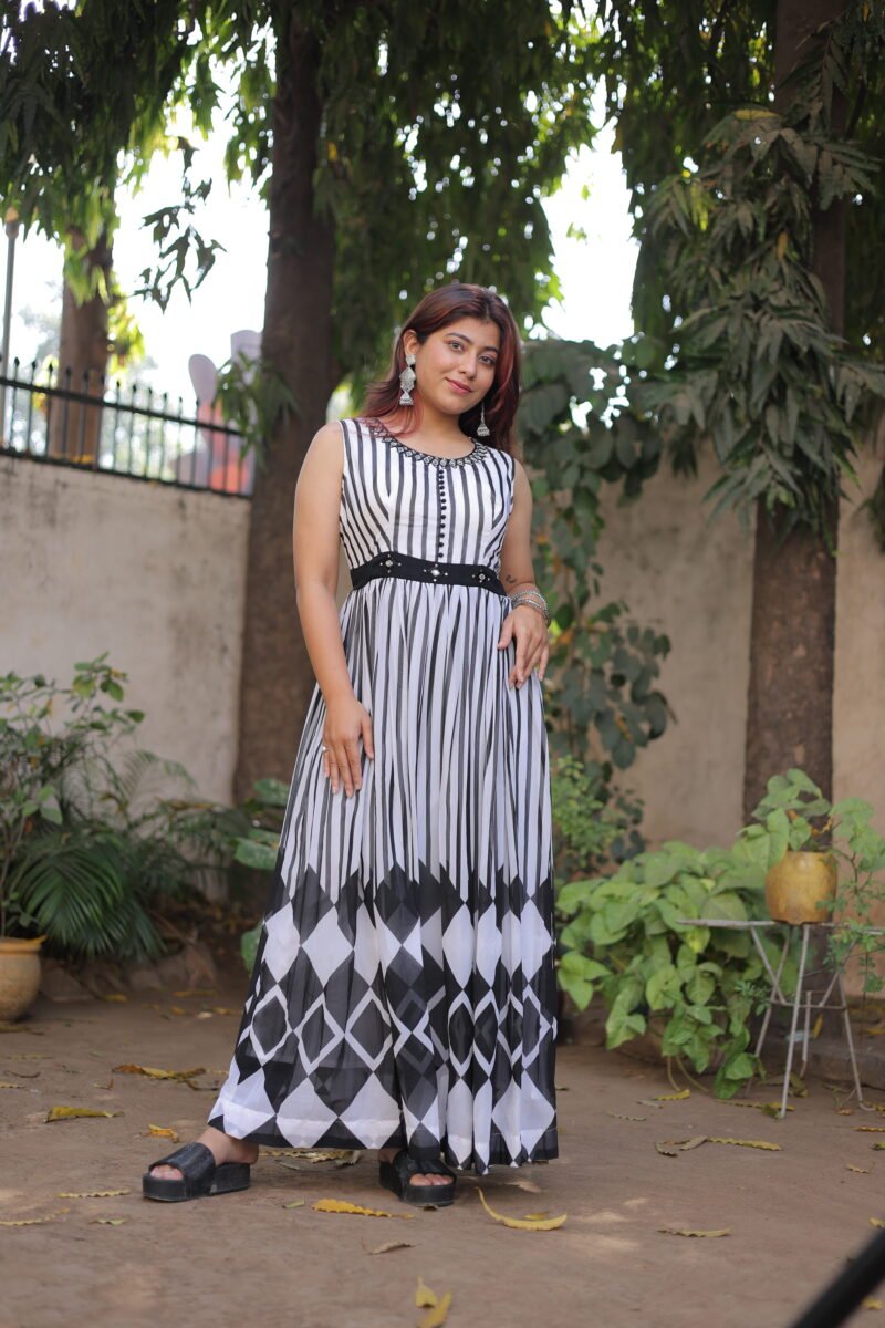 Black & White One piece with Hand Work Yoke.