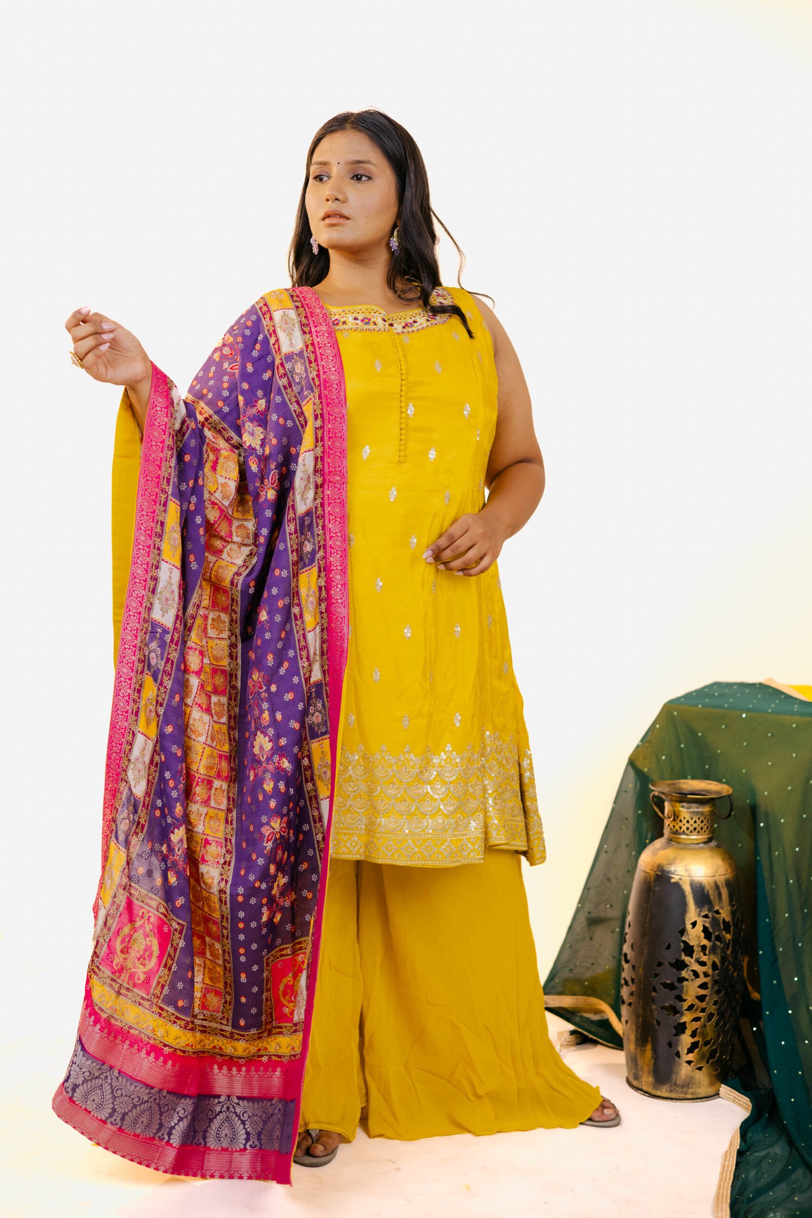Yellow Short Anarkali with Dupatta