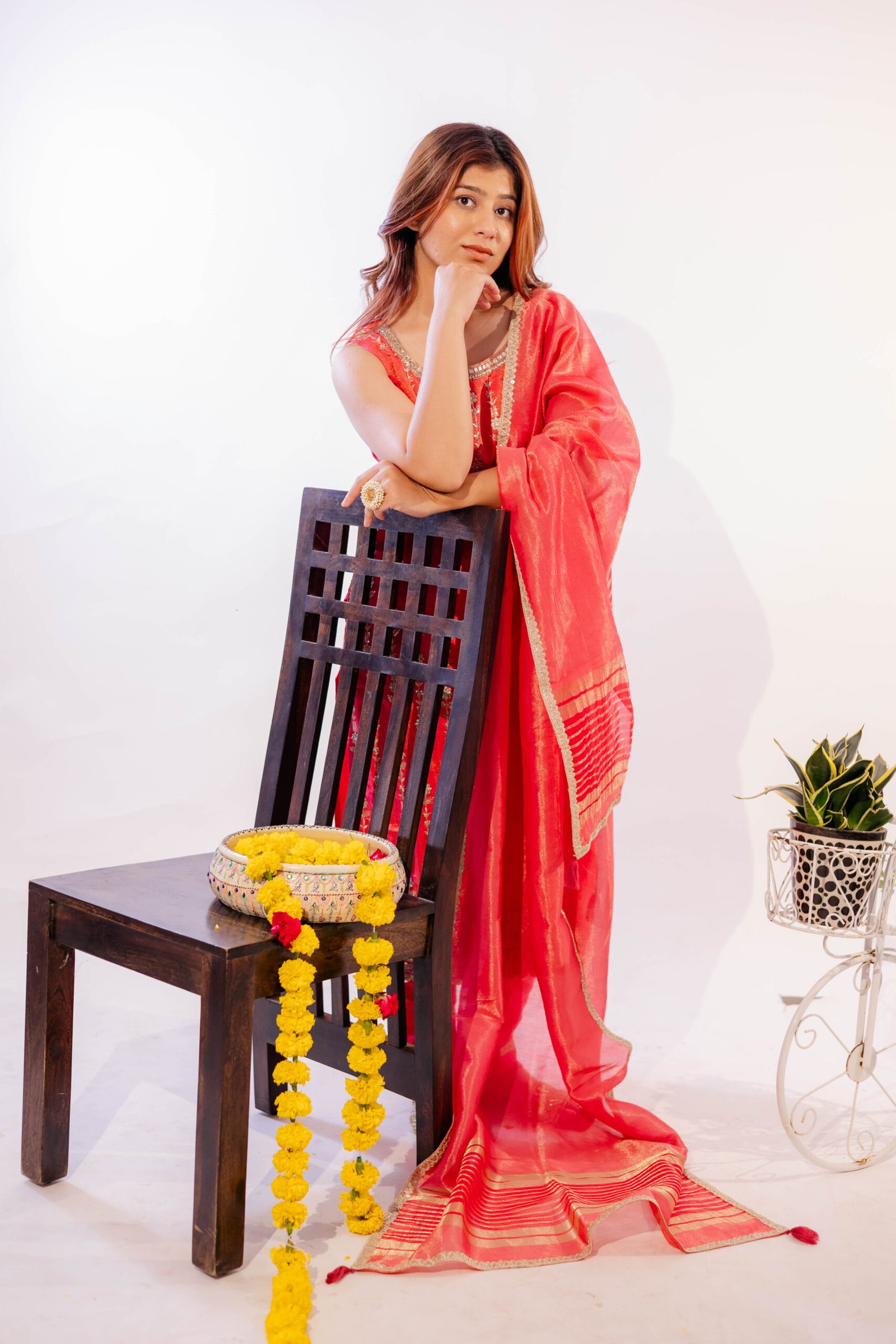 Carrot Pink Designer Pant Set