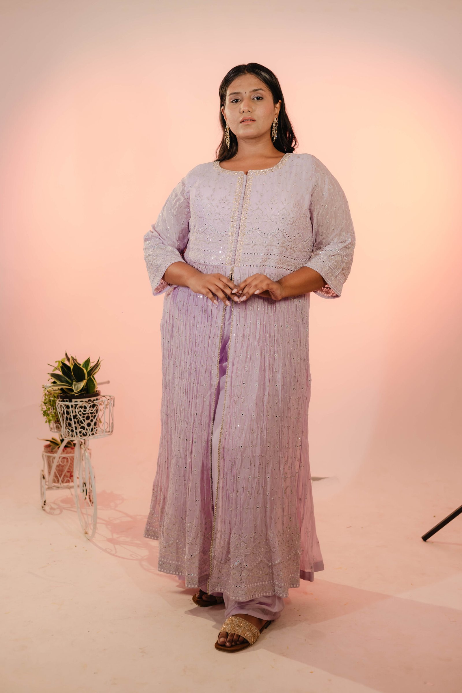 Lavender Centercut Indowestern with Plazo