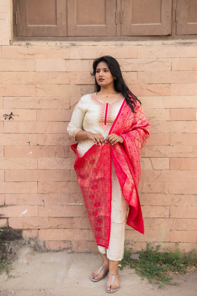 Cream White Designer Pant Set