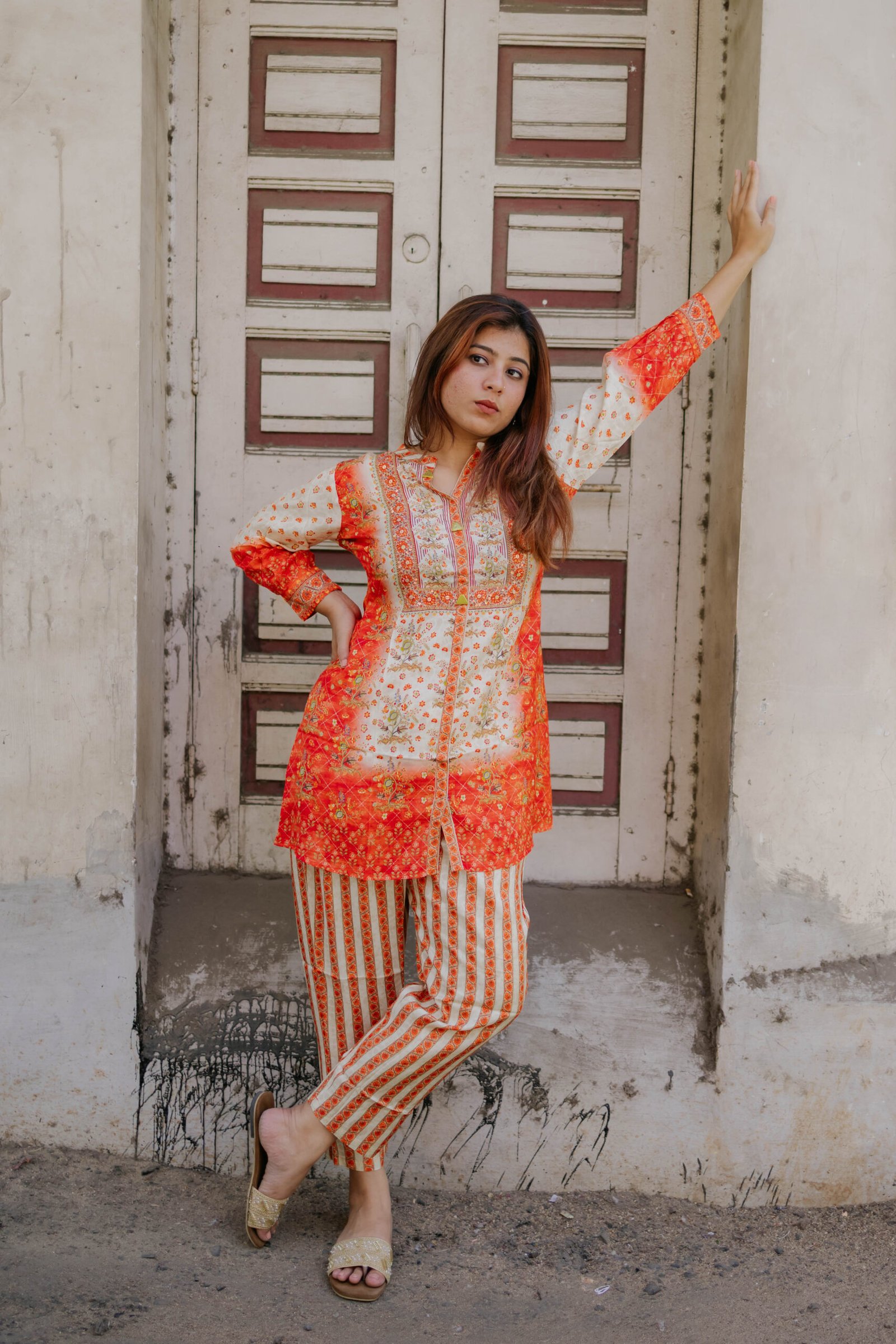 Orange & White Cord Set