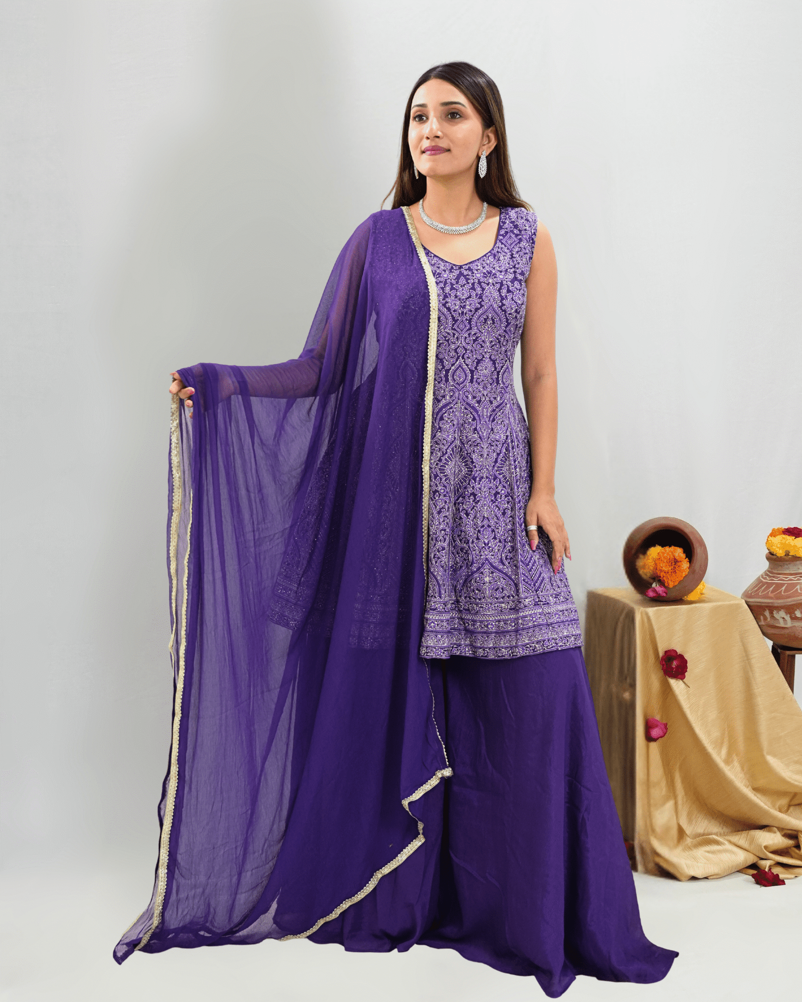 Purple Tunic with Gharara