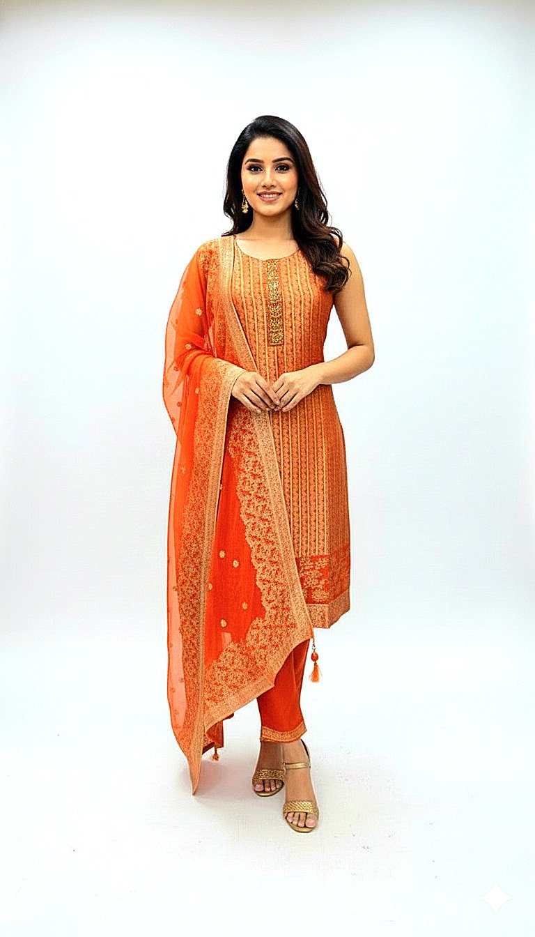 Orange Straight Long Pant Set